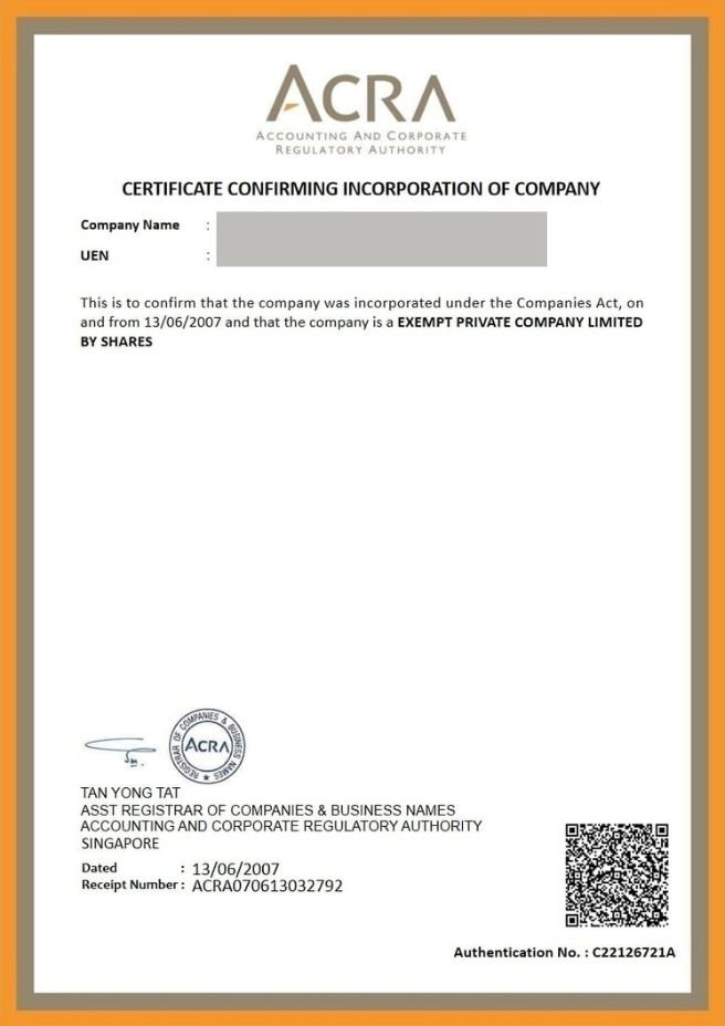 registration of singapore company